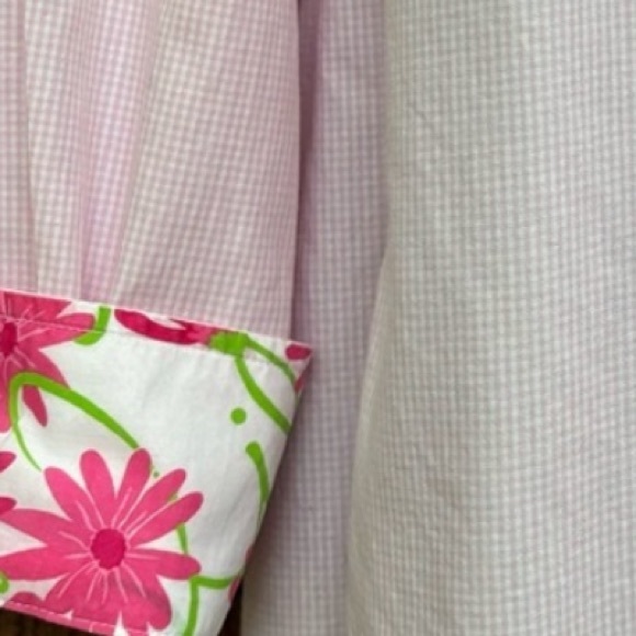 Lilly Pulitzer Resort Fit Gingham Pink Long Sleeve Button Down Shirt Size S - Picture 4 of 5